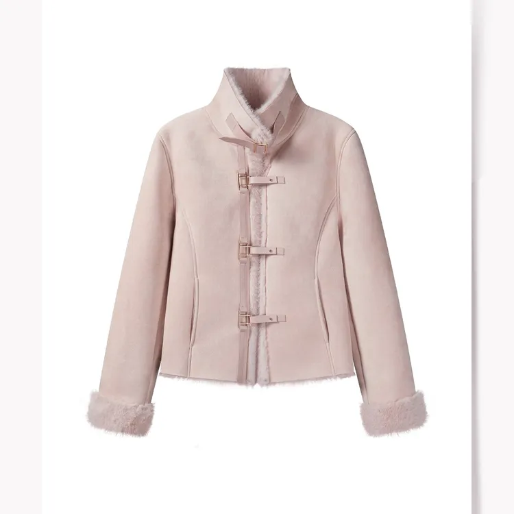 羊城故事-冬季加厚绒绒短外套女立领保暖大衣Y51256089