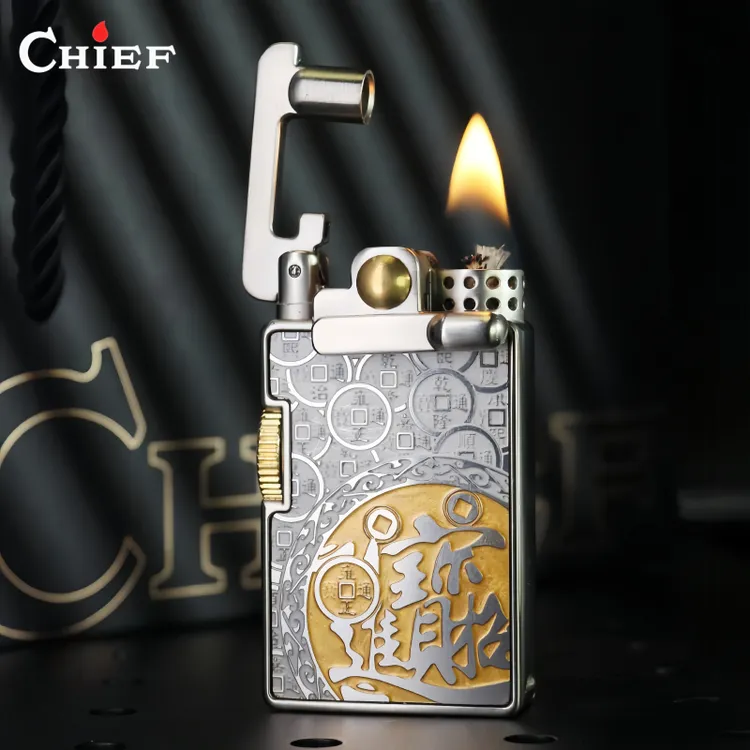 CHIEF煤油打火机招财进宝摇臂防风个性复古设计高颜值男士礼物