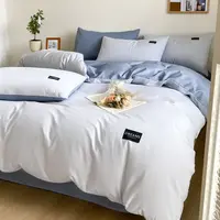 春夏新品100%棉13372纯色双拼四件套