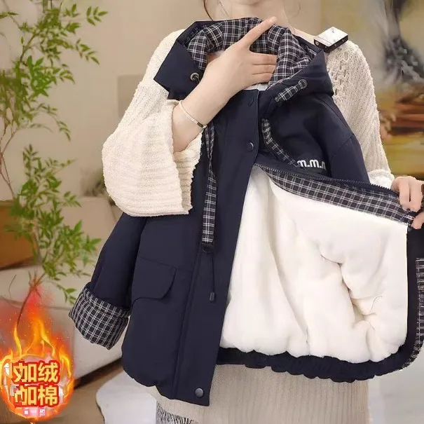 女童加绒棉衣2025冬季新款儿童韩版洋气棉服中大童秋冬装加厚外套