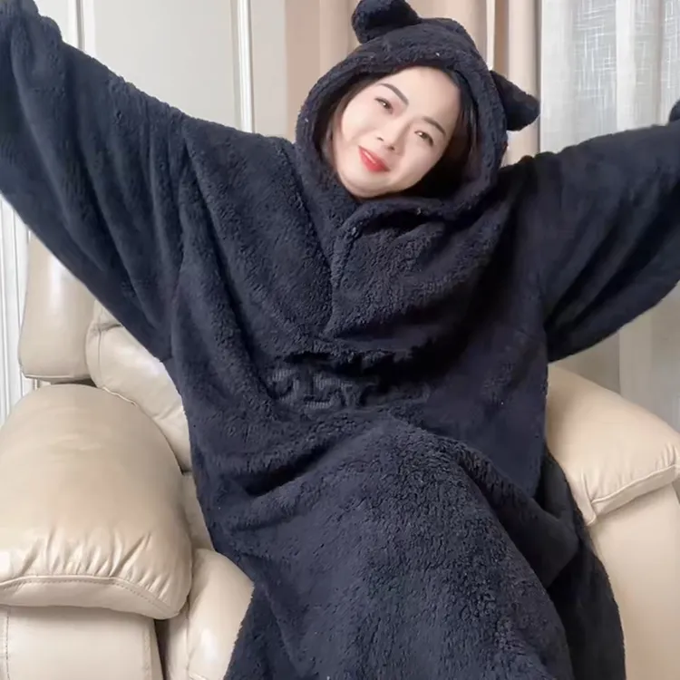 2024新款大码珊瑚绒套装加肥加大睡衣毛绒家居服250斤懒人袍