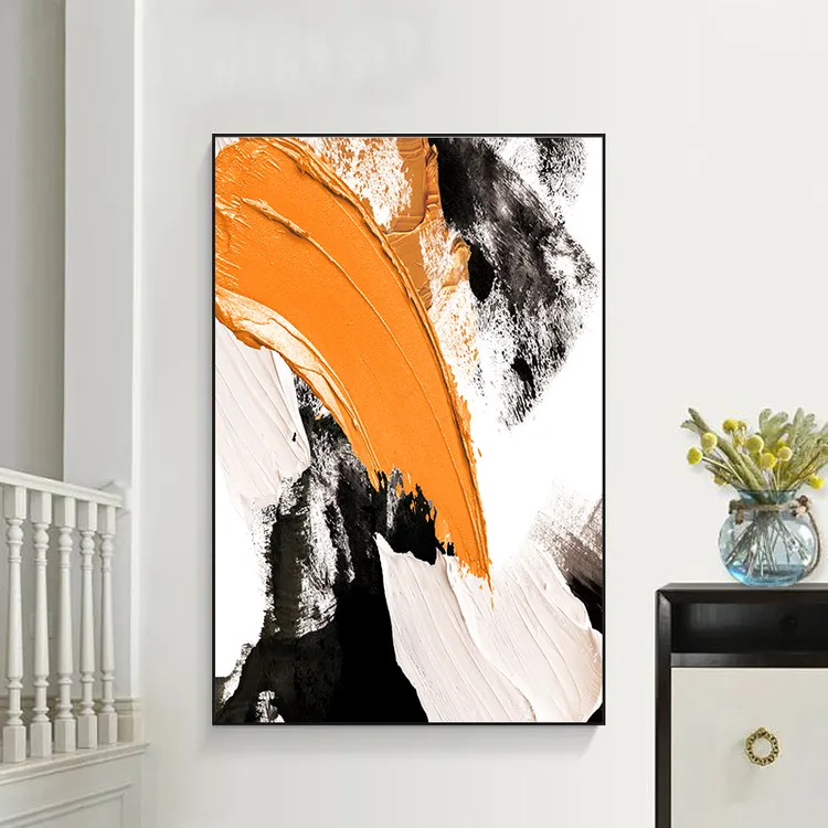 砂岩装饰画现代简约客厅挂画沙发背墙落地手工轻肌理挂画风格