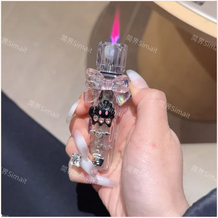 手制能转动鎏金珐琅风格可爱骰子形状充气可送礼的粉色骰子打火机