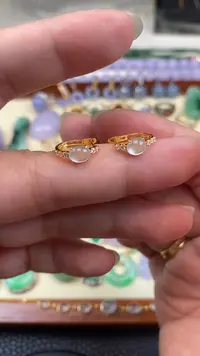 【闪购商品】翡翠耳饰18K金镶嵌天然A货翡翠