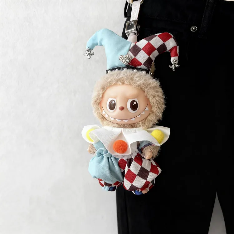 labubu4.0迷你版小丑娃衣搪胶拉布布配件毛绒玩偶公仔挂件套装