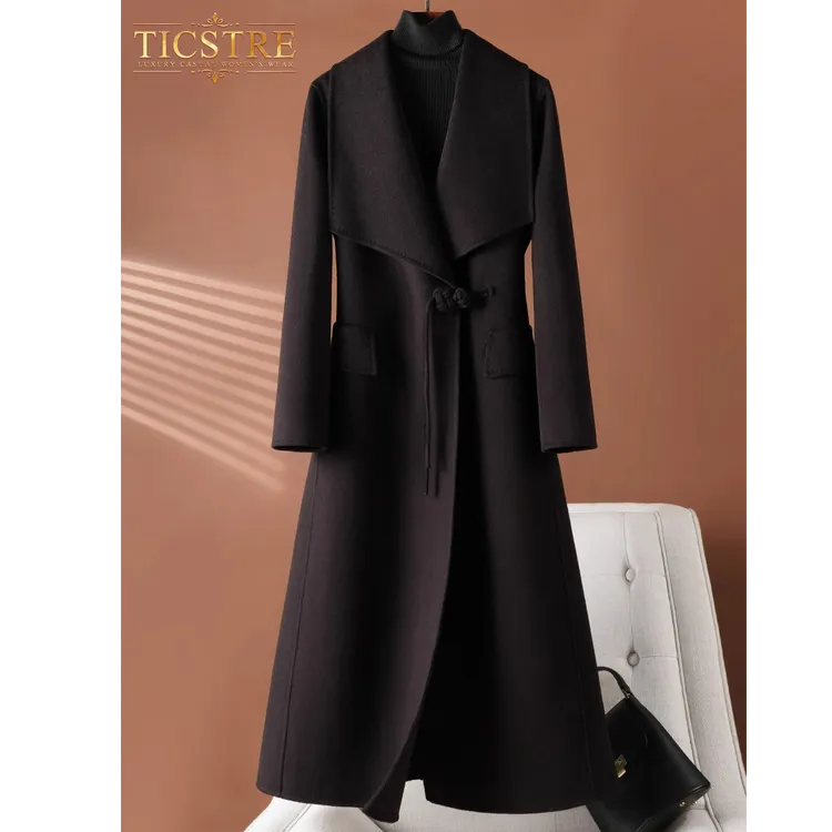 TICSTRE双面羊绒大衣女2025年秋冬季高端高级感减龄羊毛呢外套