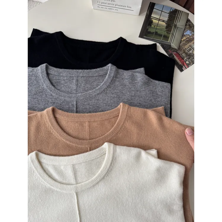 「风度」秋冬圆领拼接设计羊毛针织衫简约百搭Q0487