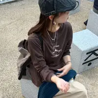 【NO退NO换】韩国丨休闲百搭软糯咖色字母长袖