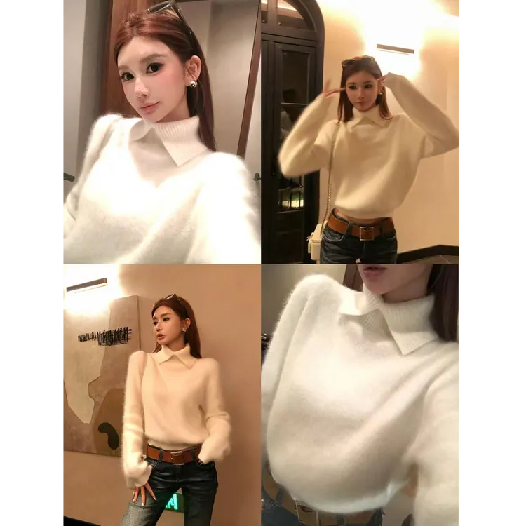 婉君【氛围女神】“羊毛+兔毛 雪雕纱线”重磅拉长毛毛衣LWJ25D4M3660