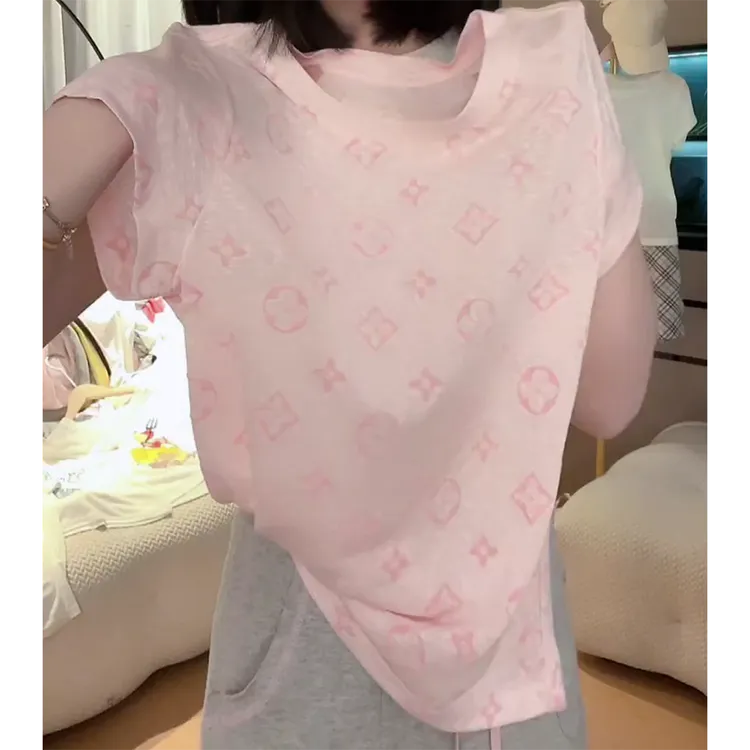 【小花】流行款卡通印花圆领短袖T恤潮流休闲上衣C5768