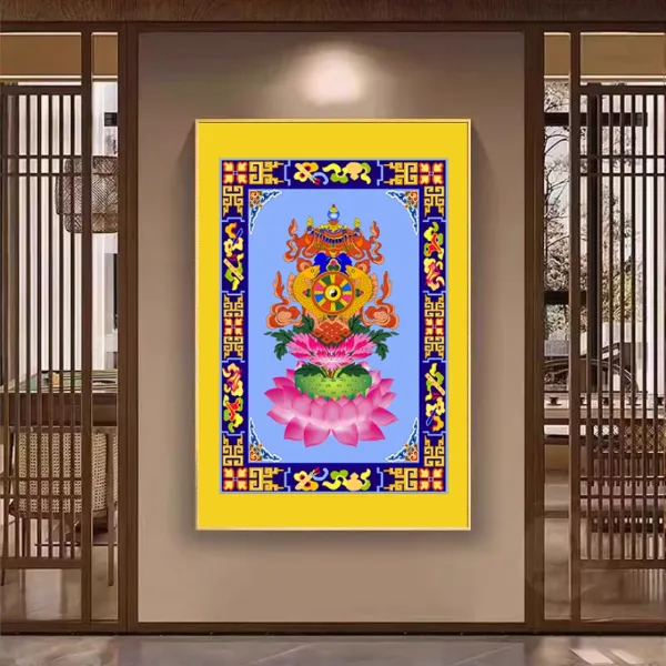 新款吉祥八宝扎基拉姆藏族装饰画可用于玄关客厅走道过道
