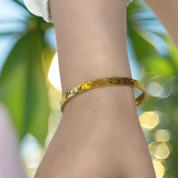 铜合金手镯 碎冰冰潮流窄版精美轻奢百搭金饰手链