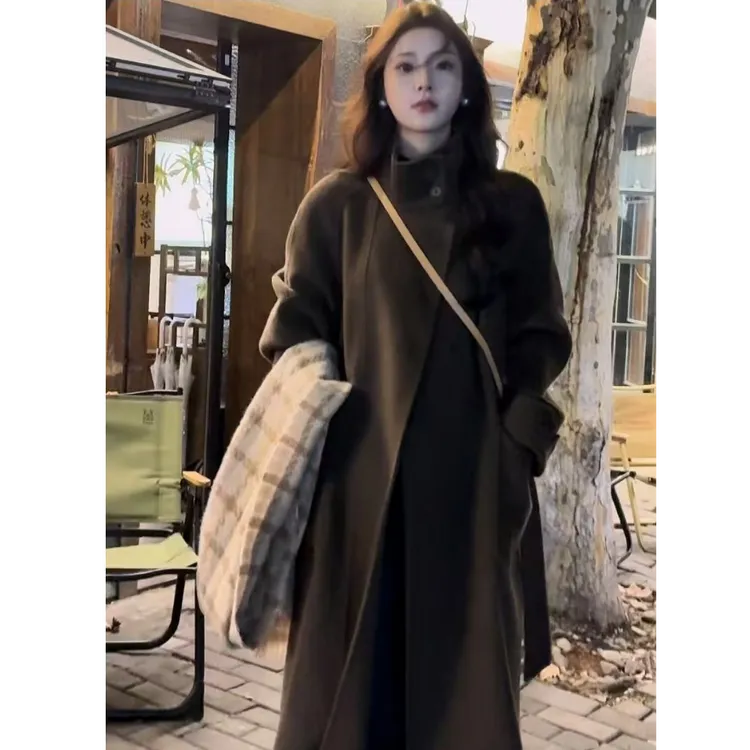 小陈 秋冬显瘦立领系带款羊毛大衣8233.