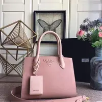 95新 Prada/普拉达 GGSMonochrome小号粉色金扣牛皮33312025