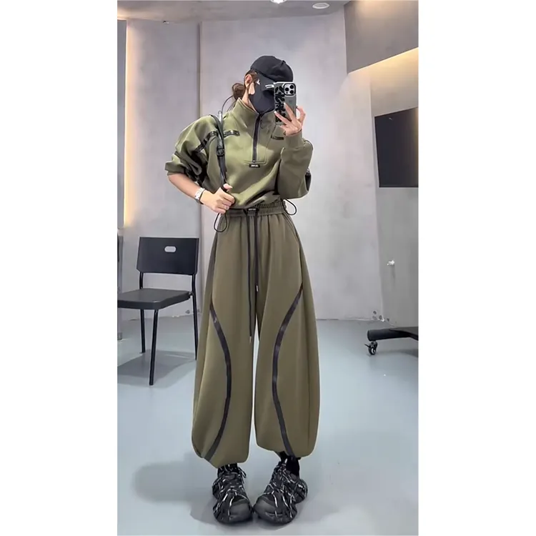 欧货休闲运动套装女2025秋季新款时尚宽松显瘦卫衣束脚裤两件套