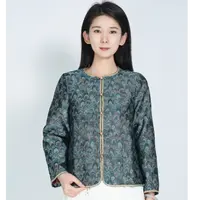 浒城古娘提花圆领短款宽松孔雀羽毛新中式国风上衣女WH0500566