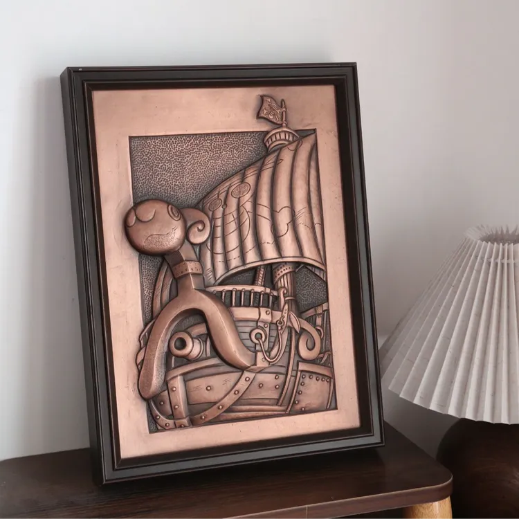 海贼王梅利号铜材质潮流复古立体浮雕装饰画客厅卧室背景墙挂画