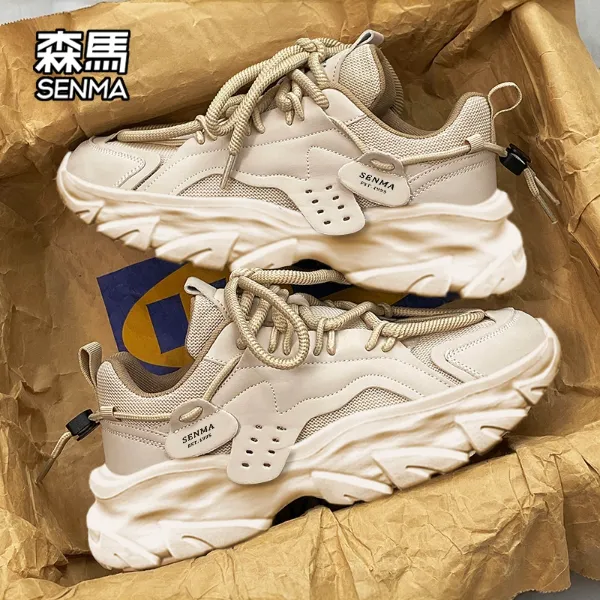 森马男鞋秋季透气男士轻奢轻质户外运动鞋网面厚底老爹鞋男款潮鞋