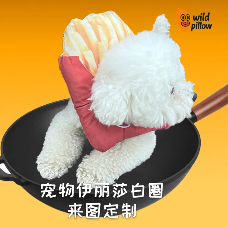 宠物定制伊丽莎白圈狗猫饰品抱枕来图薯条冰淇淋食物可爱搞笑恶搞