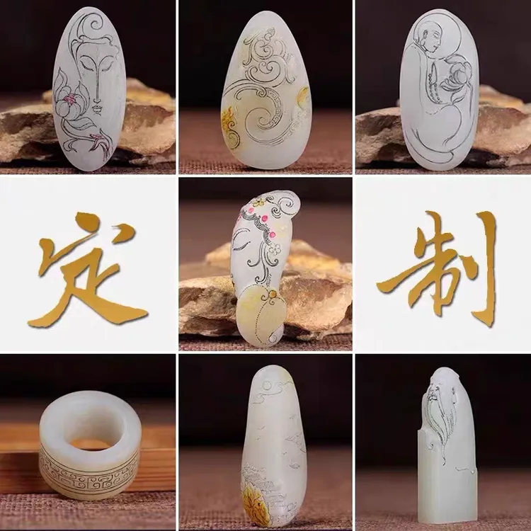 非金属莫桑石吊坠 雕刻挂件无字吊牌观音生肖本命菩萨佛珠订制
