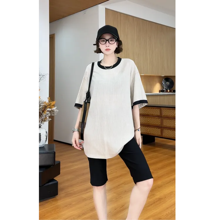 YYOUHAN 2025新款【素色心情】小众设计极简显瘦短袖T恤 2507C4054