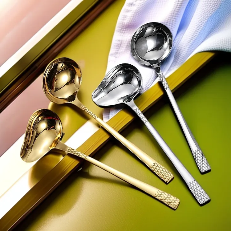 特厚316L不锈钢淋汁勺酱汁勺酒店厨房工具家用火锅勺创意歪嘴勺子