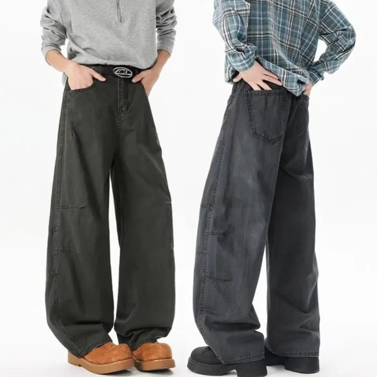 春夏新款美式休闲裤男女高级感宽松直筒阔腿痞帅潮男轻奢痞帅男装