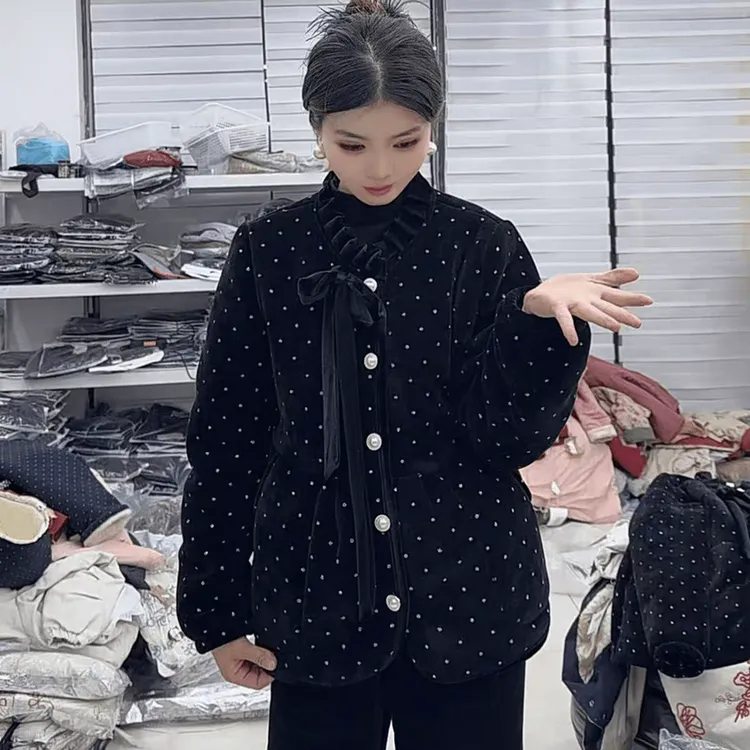 2025三层加绒加厚冬季新款保暖睡衣波点可外穿家居服套装洋气套装