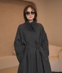 【挪威森林】宽松型女女士复古百搭长款大衣外套
