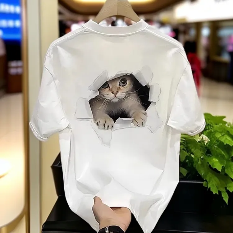 美式高街重磅纯棉白色短袖t恤男款夏季潮流潮牌宽松大码男生上衣