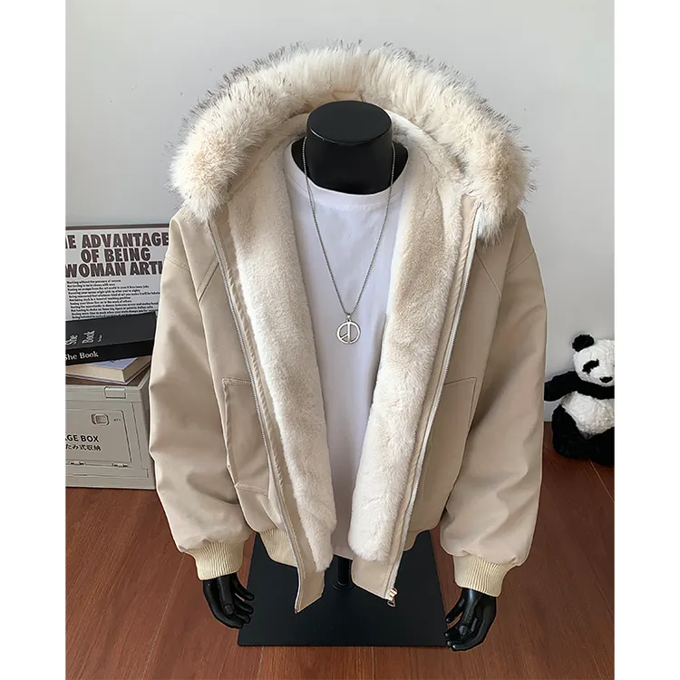 LIGGICC【1000克毛绒】可拆卸大毛领座山雕冬季保暖宽松夹克外套男