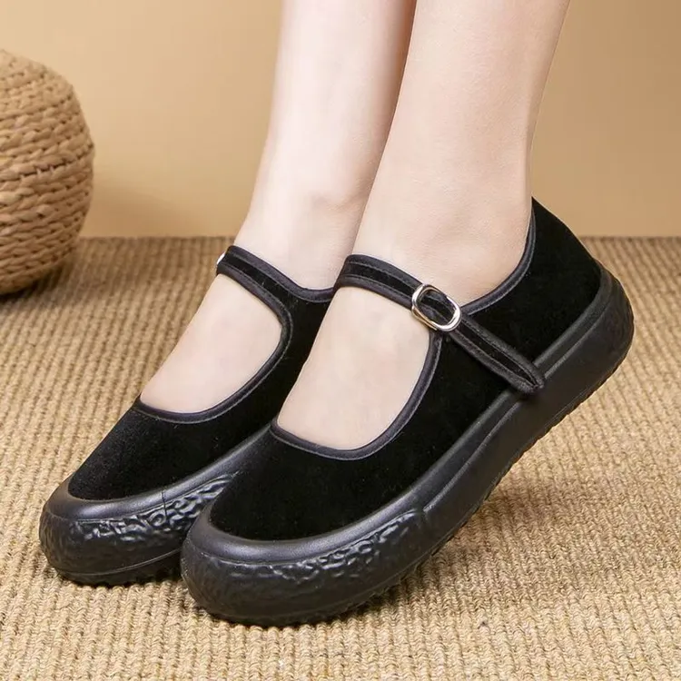 新款老北京布鞋女鞋平底软底工作鞋黑防滑广场跳舞妈妈鞋单鞋Z