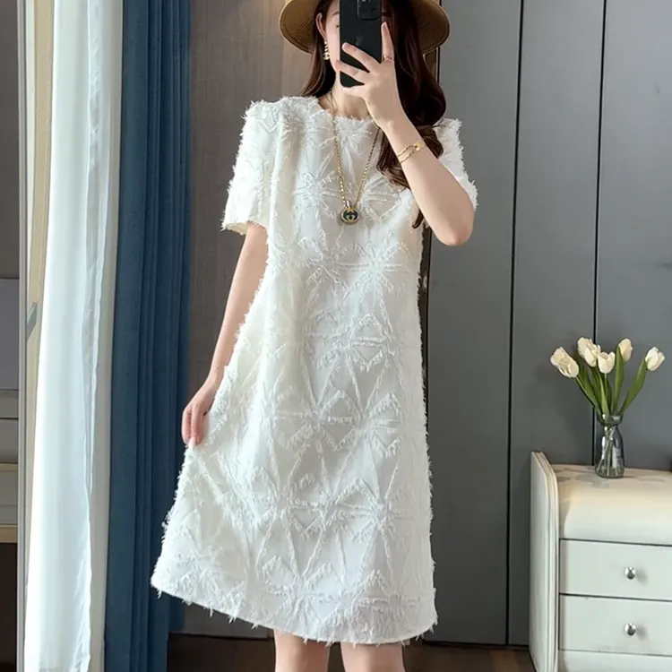 【现货+运费补贴】新款夏季法式显瘦设计师感温柔正肩宽松连衣裙