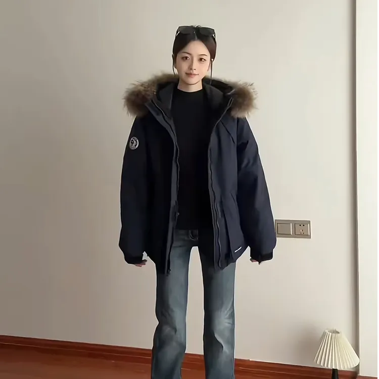 今年很火的藏青工装风棉服女2025新款加厚韩系派克服棉衣冬季外套