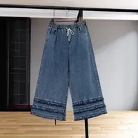「小个子」大码牛仔裤女120斤到240斤胖mm遮胯宽松显瘦直筒裤子秋季