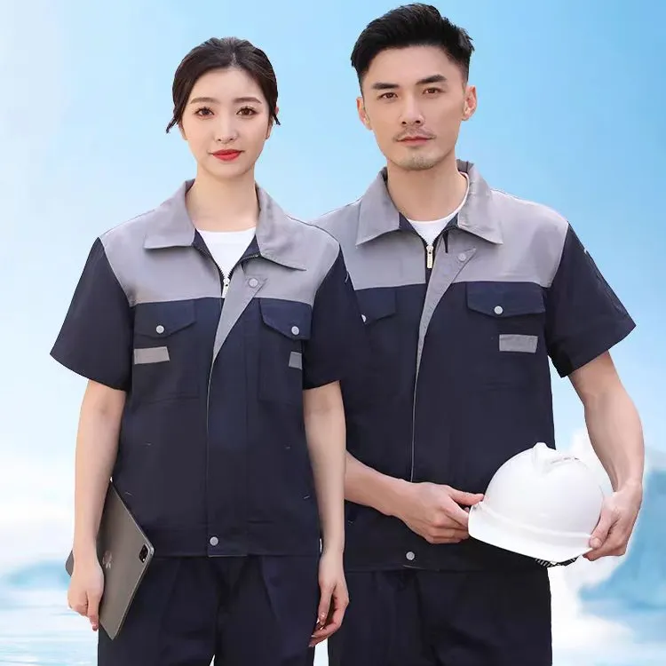 工作服夏季薄款男装短袖夏天工装定制汽修工厂服劳保服套装男新款