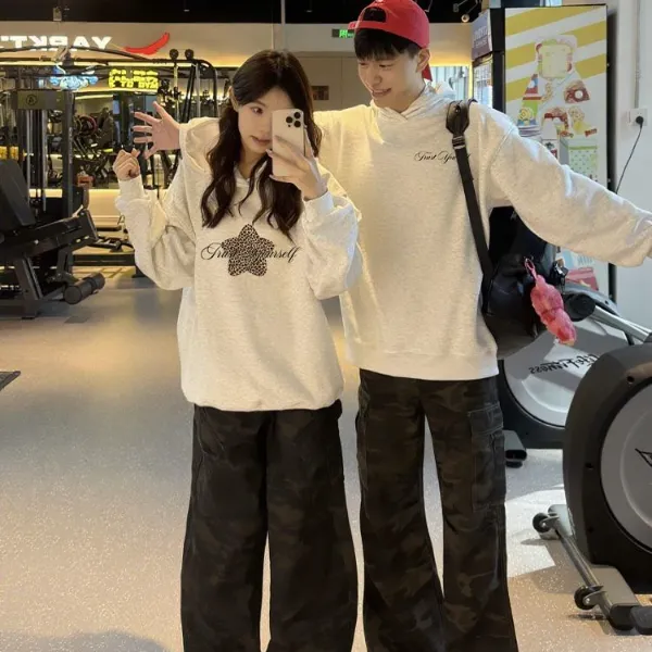情侣卫衣2025春秋冬新款爆款一男一女潮牌高级感纯棉宽松连帽卫衣