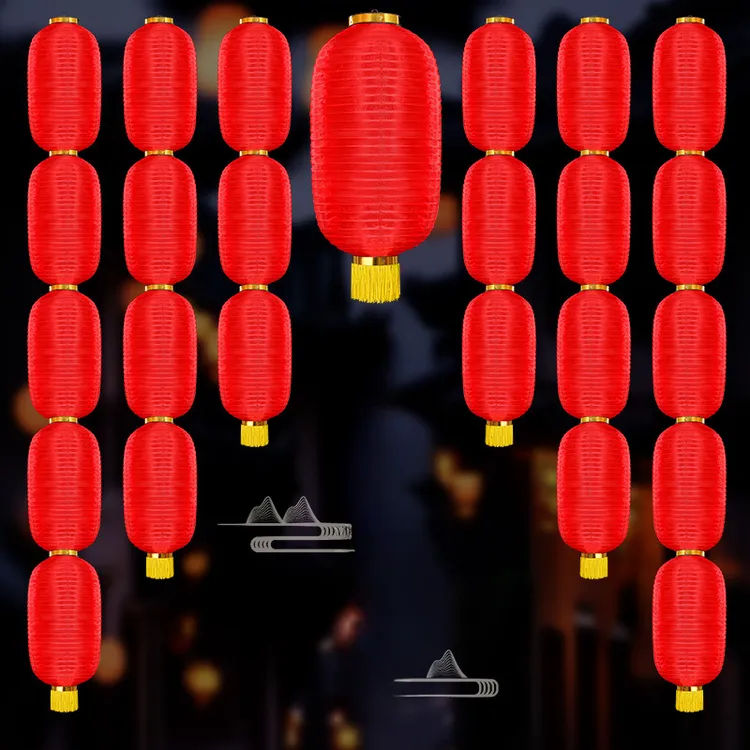 大红冬瓜连串灯笼新年春节景区街道防水防晒日韩式拉丝喜庆灯笼