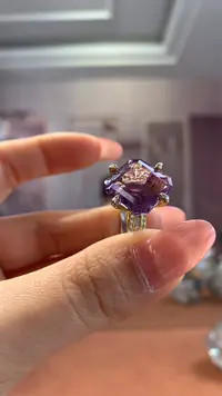 【闪购商品】水晶颈饰银S925镶嵌紫水晶戒指