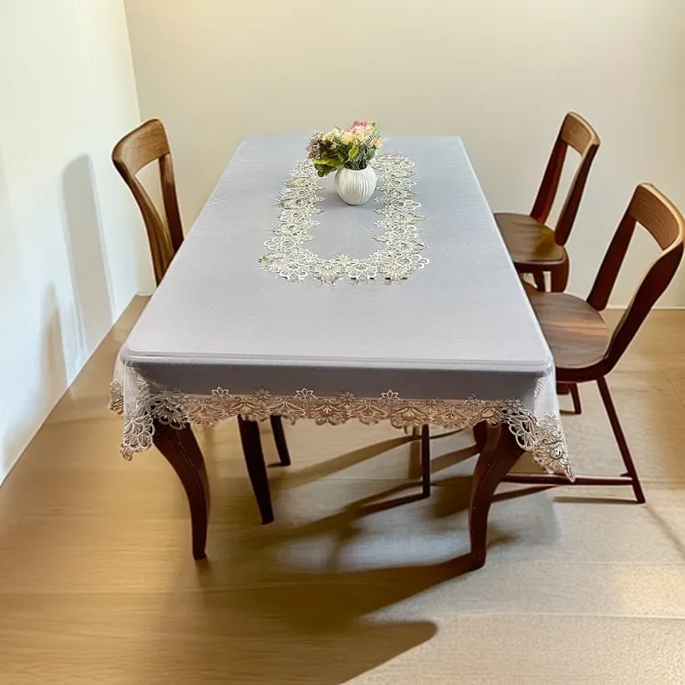 新款桌布蕾丝桌布长方形桌布软纱高级感茶几桌垫1.3*1.8米餐桌布