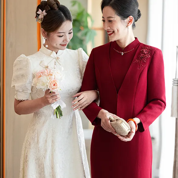 高端妈妈结婚礼服2025秋冬新款红色喜婆婆装两件套年轻款气质套装
