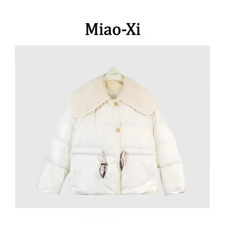 妙兮·LL冬季新款时尚百搭宽松设计款拼接毛毛领羽绒服*20253091