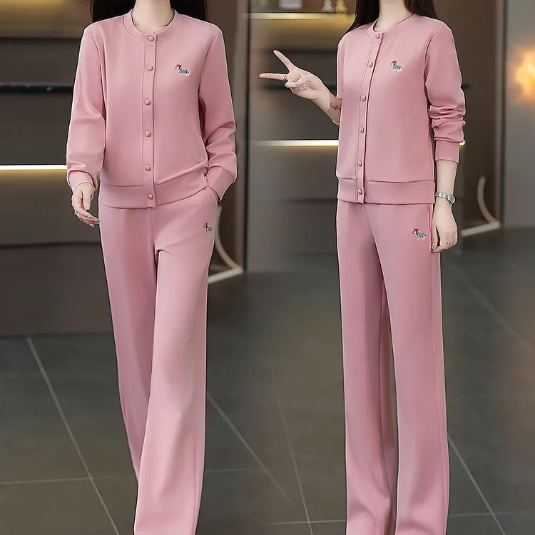 2025春秋新款休闲运动服套装女时髦炸街减龄卫衣直筒裤时尚两件套