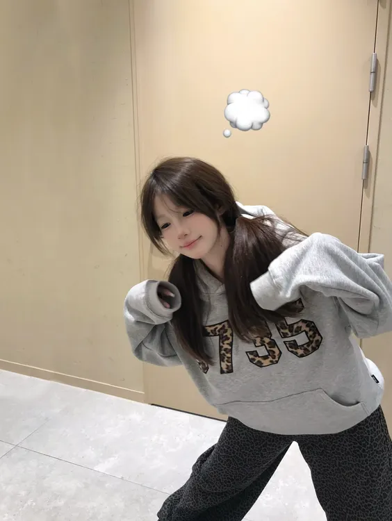 美式复古豹纹印花加绒加厚连帽卫衣男女秋冬宽松休闲外套情侣帽衫