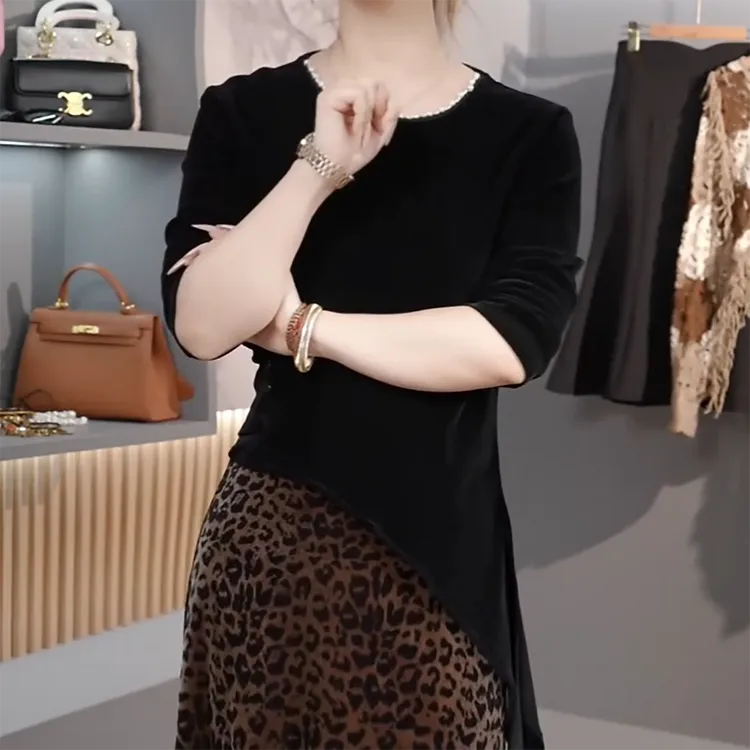 〖朗姆红茶〗2025秋冬新款长袖打底衫宽松显瘦百搭上衣T恤C6228