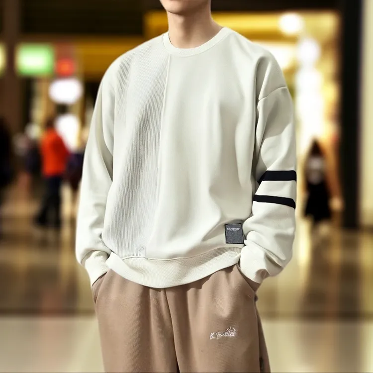 长袖圆领时尚男士帅气长袖卫衣秋冬简约潮流秋季休闲百搭运动5015