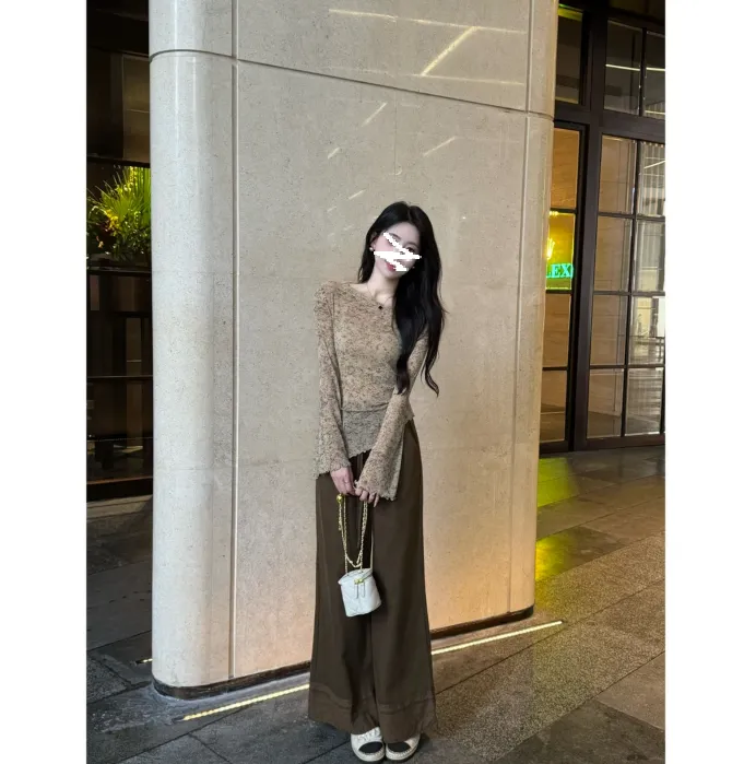 【一树瑶樱】2025秋季新款长袖T恤上衣+阔腿裤女3366#