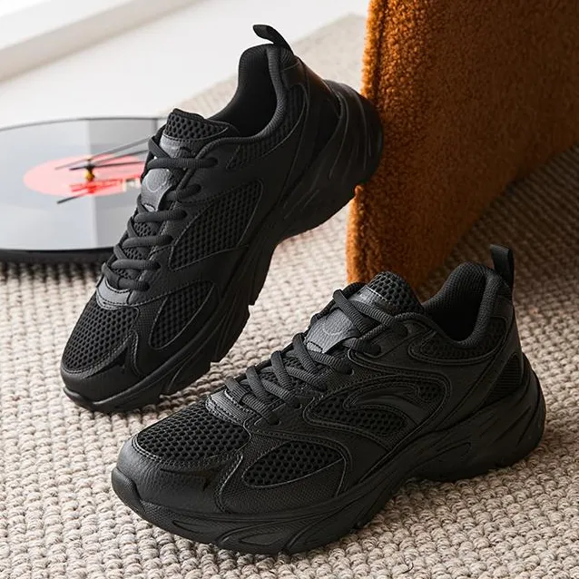 安踏星鸾复古潮流黑色网面休闲鞋男款透气舒适百搭运动老爹鞋男鞋