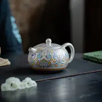 鎏银手绘陶瓷西施茶壶中式泡茶壶家用单壶茶具礼盒装泡壶@@C002