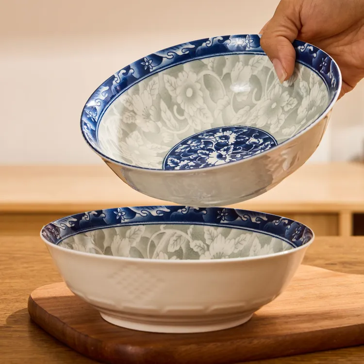 【破价福利】2个4个6个青花陶瓷汤碗敞口大碗拉面碗斗碗航空面碗